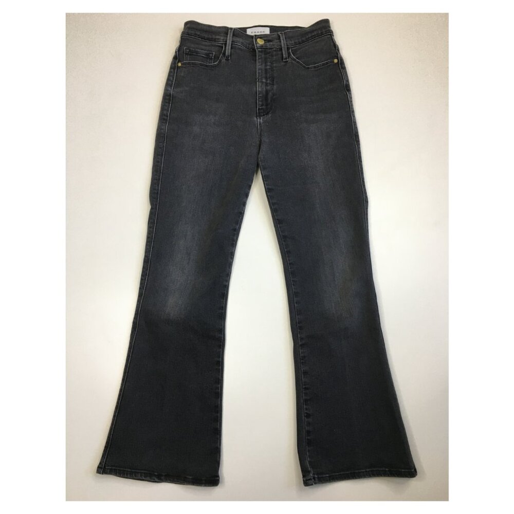 FRAME Denim Condor Wash Le Sylvie Kick Boot 5 Pocket Logo Hardware Jeans